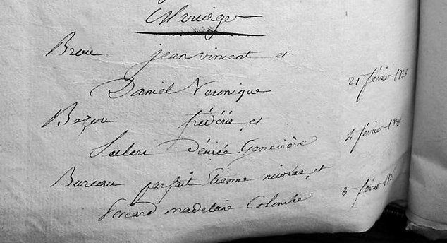 table mariages page 1