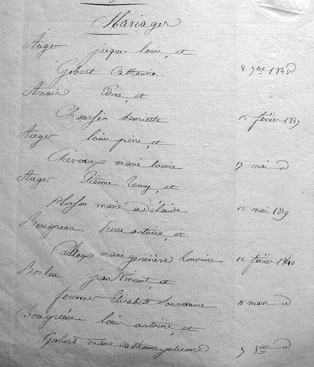 table mariages page 1