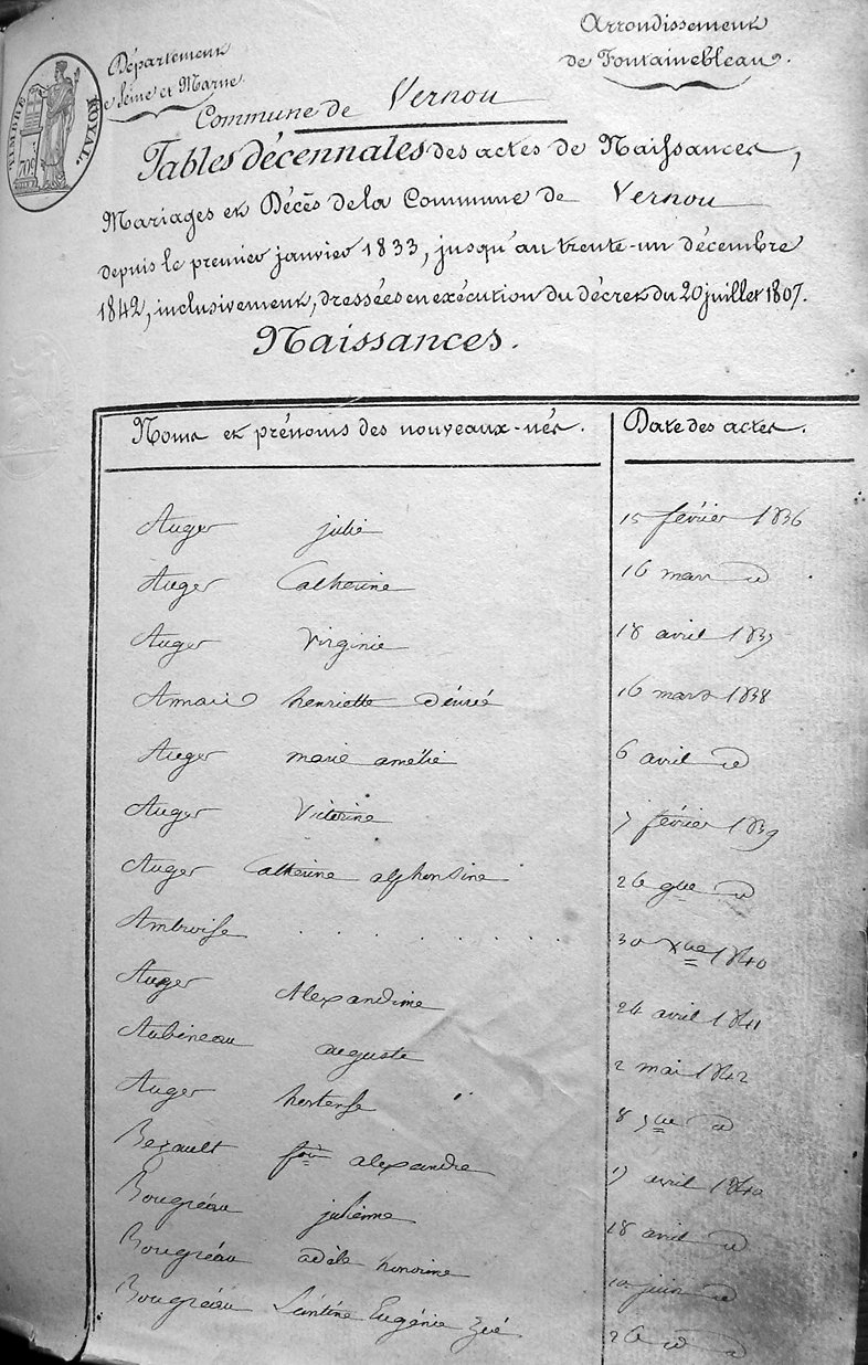 table naissances page 1