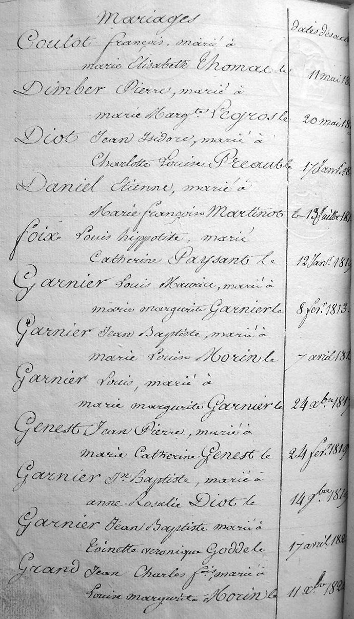 table mariages page 1