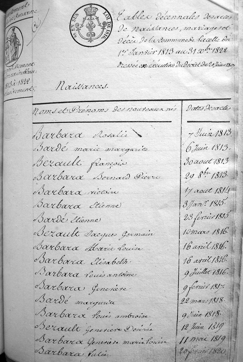 table naissances page 1