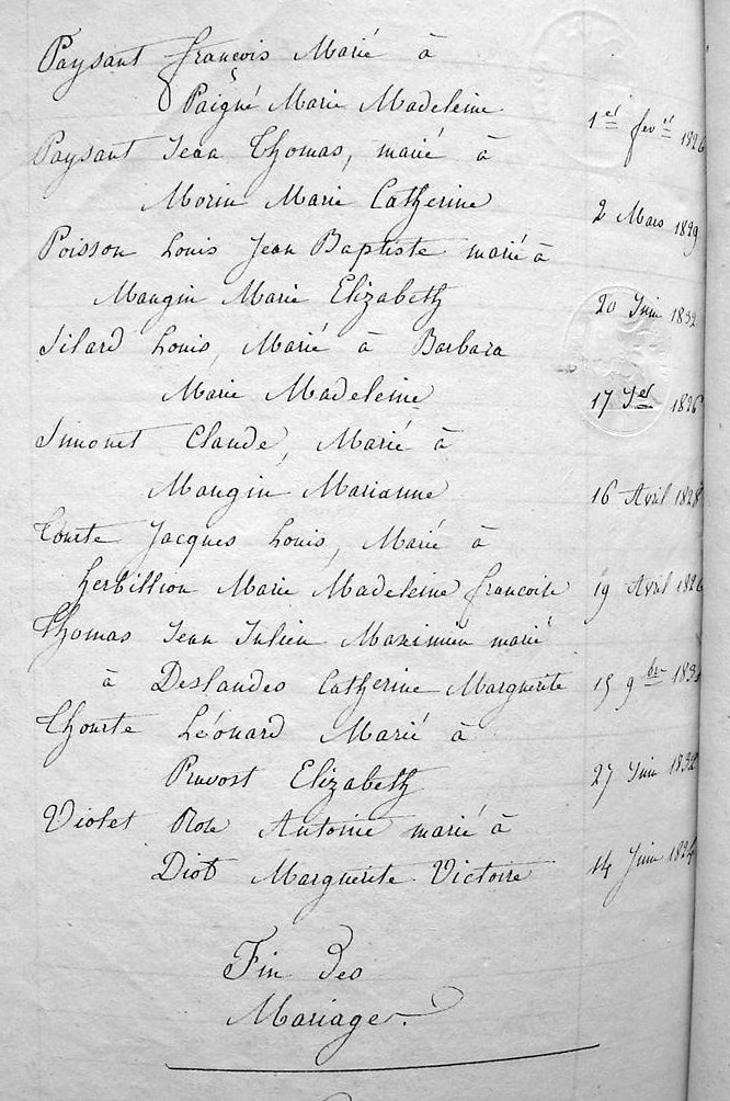 table mariages page 2